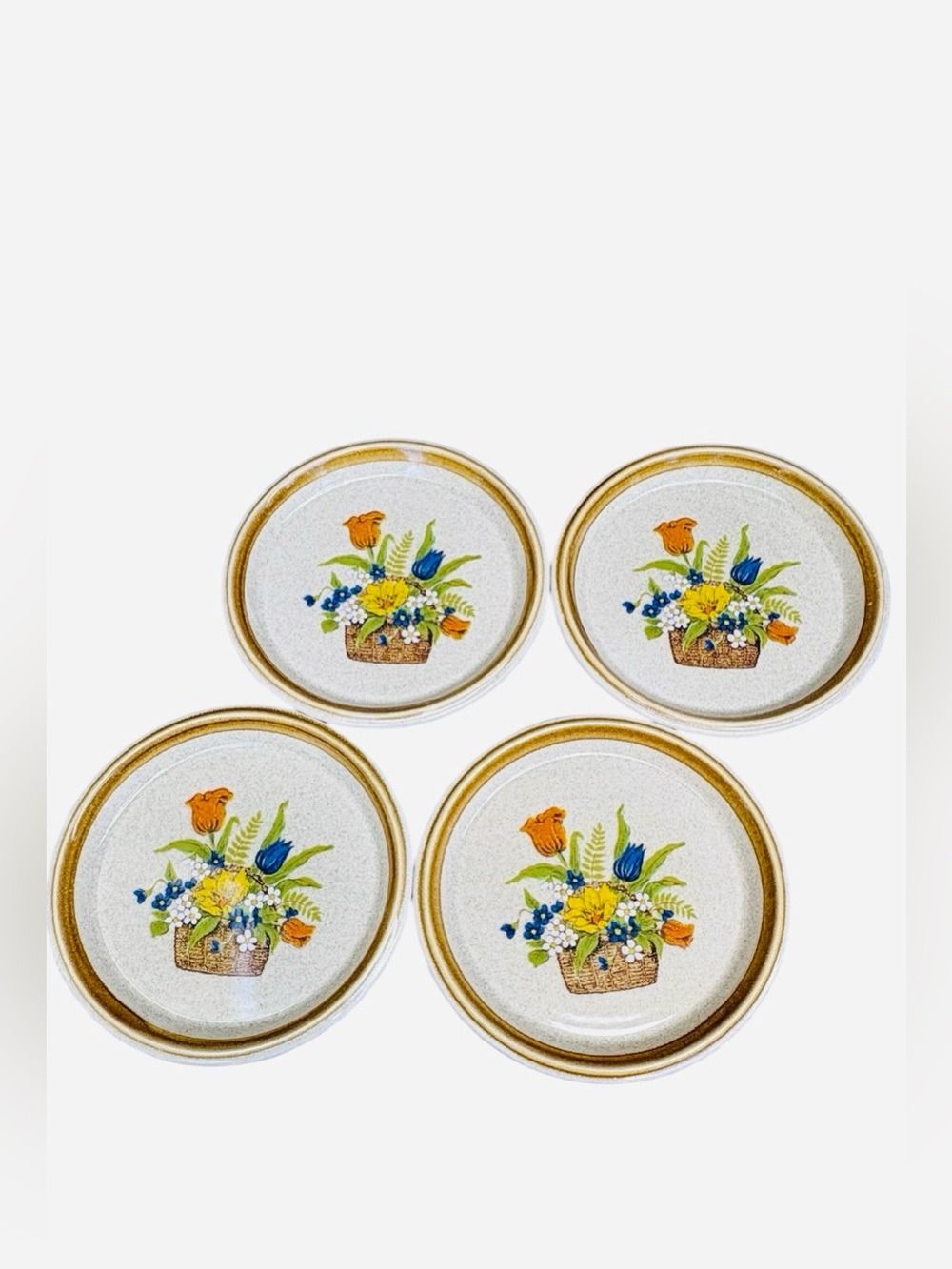 vintage Mikasa stoneware 4 salad plates in the "Garden Bouquet